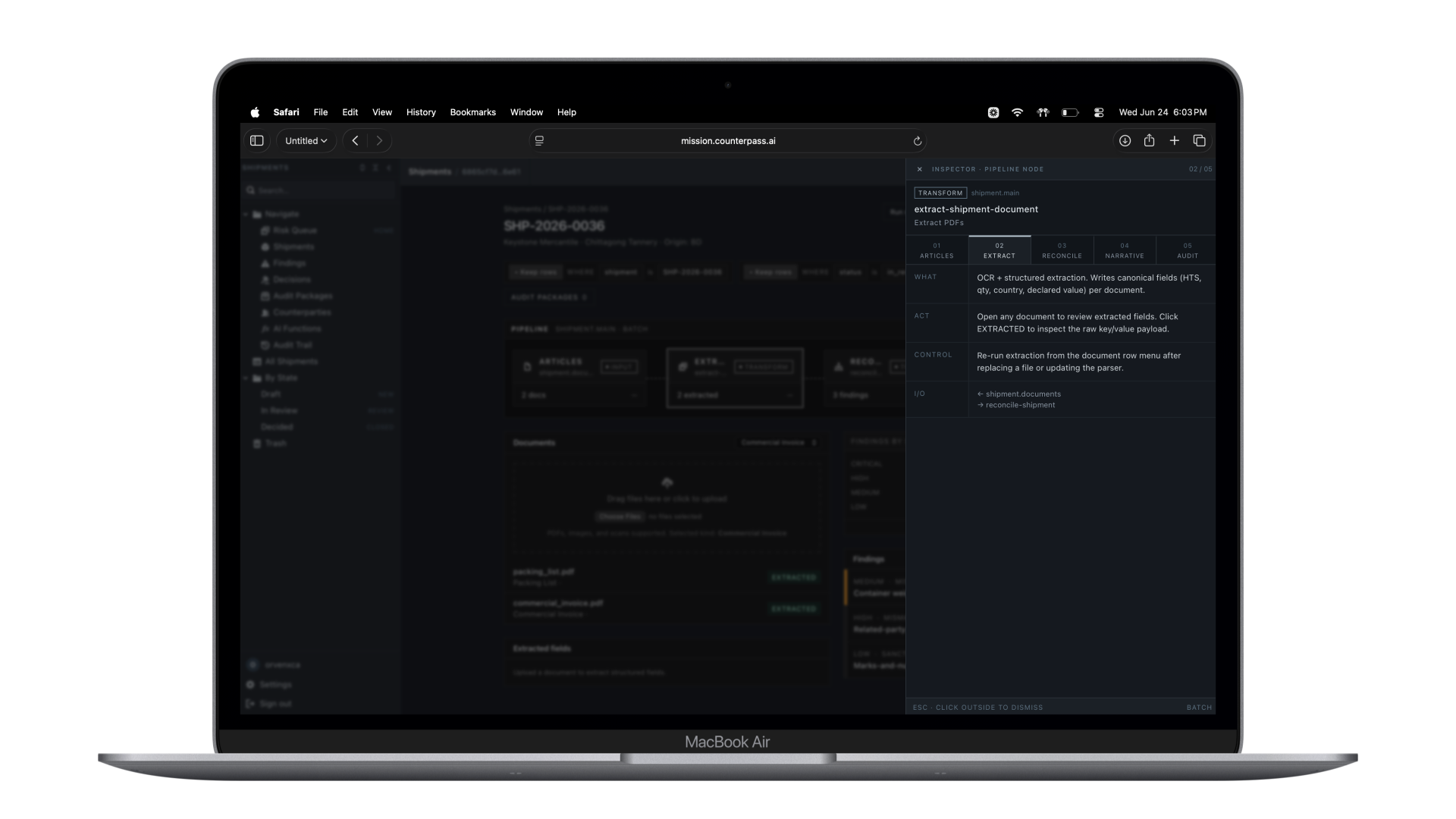 Counterpass pipeline inspector